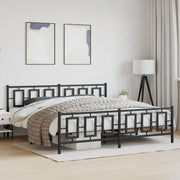 Giroletto con Testiera e Pediera Metallo Nero 193x203 cm 374265