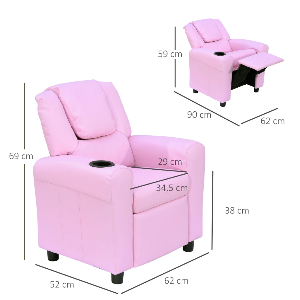 Divanetto per bambini ¨C zephmum ¨C rosa con braccioli e porta bevande