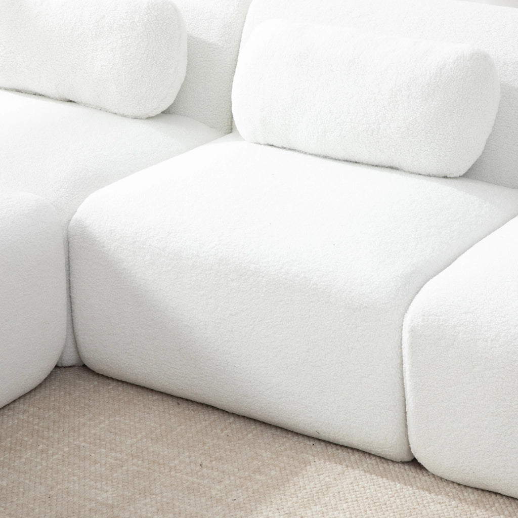 Divano 271x177x71 cm senza montaggio in chenille avorio
