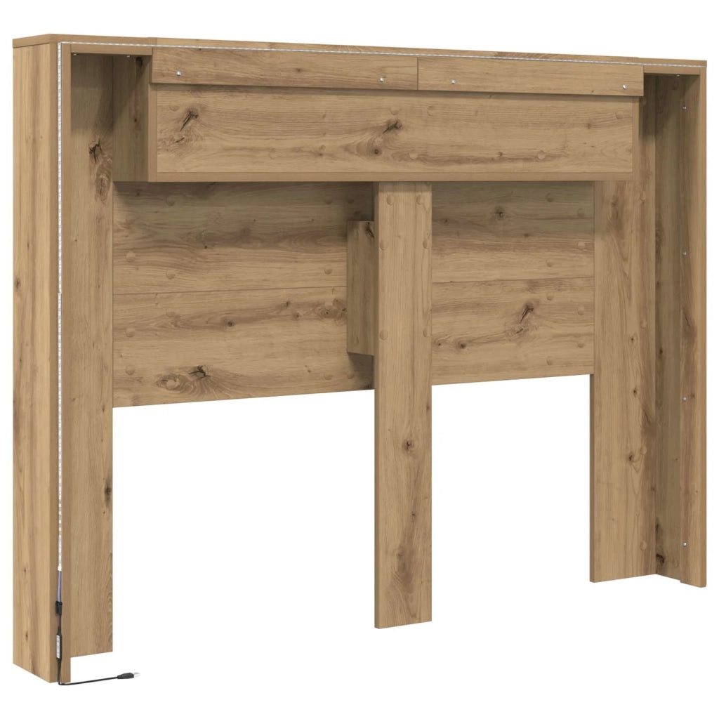 Testiera | Testata con Mobile e LED Rovere Artigianale Legno multistrato