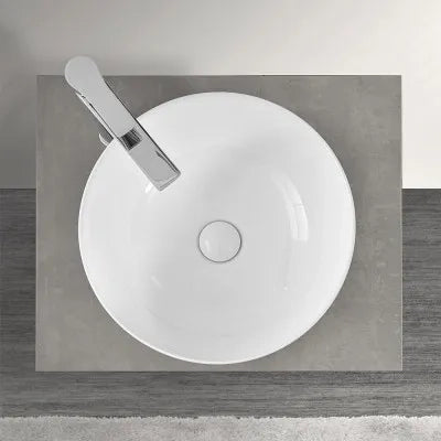 Lavamani da appoggio a bacinella 40 cm in ceramica bianco lucido