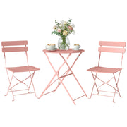 Set da giardino con tavolo e 2 sedie pieghevoli ¨C zephmum ¨C rosa, polipropilene, metallo