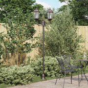Lampione da Giardino  2-Lampade E27 Bronzo 220 cm Alluminio