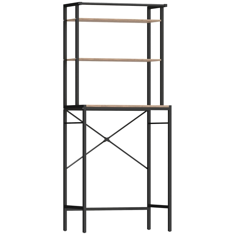 SCAFFALE PER LAVATRICE 67x40x161,8 cm Marrone con 3 ripiani e asta