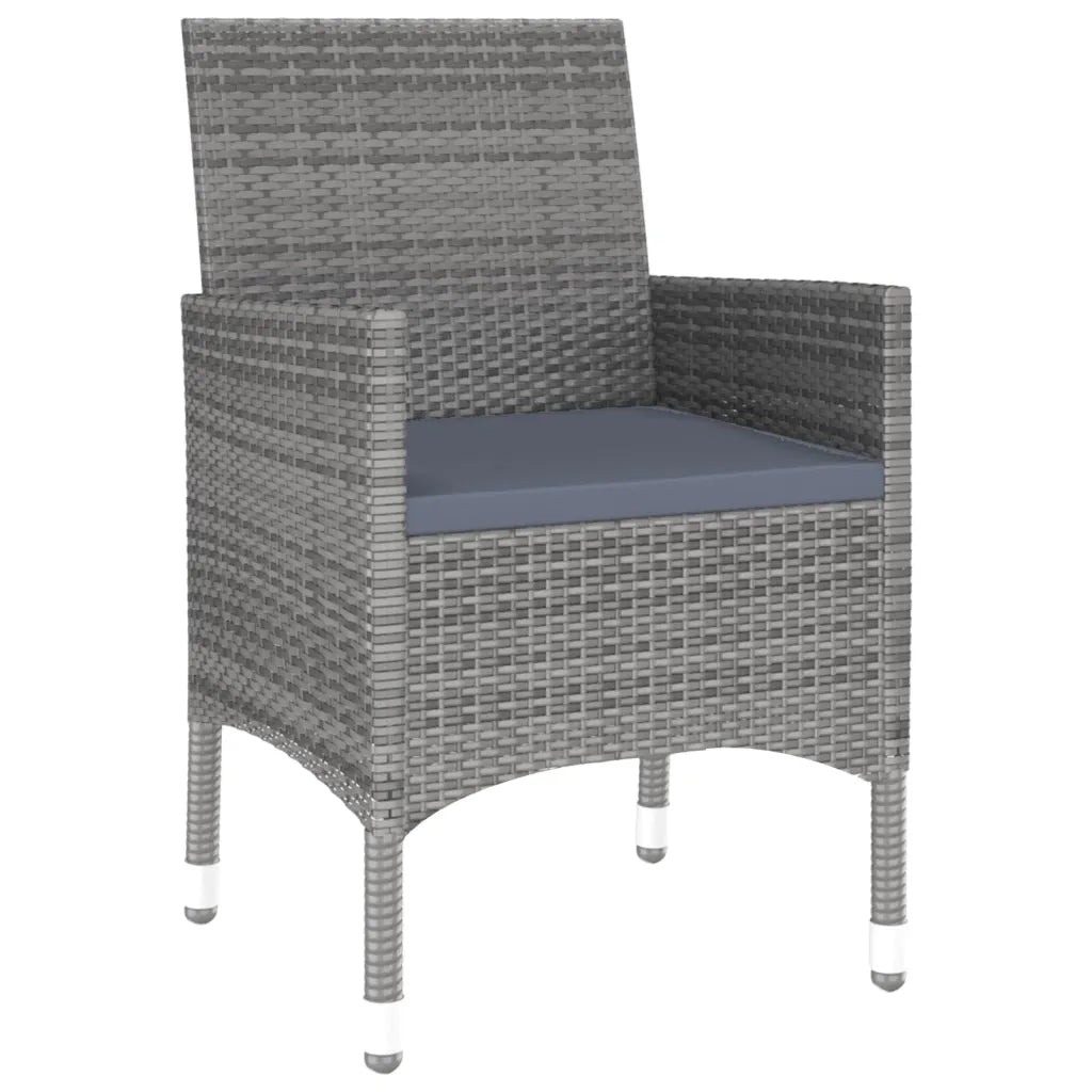 Set da Pranzo per Giardino 3 pz | Set Salotto da Giardino in Polyrattan Grigio