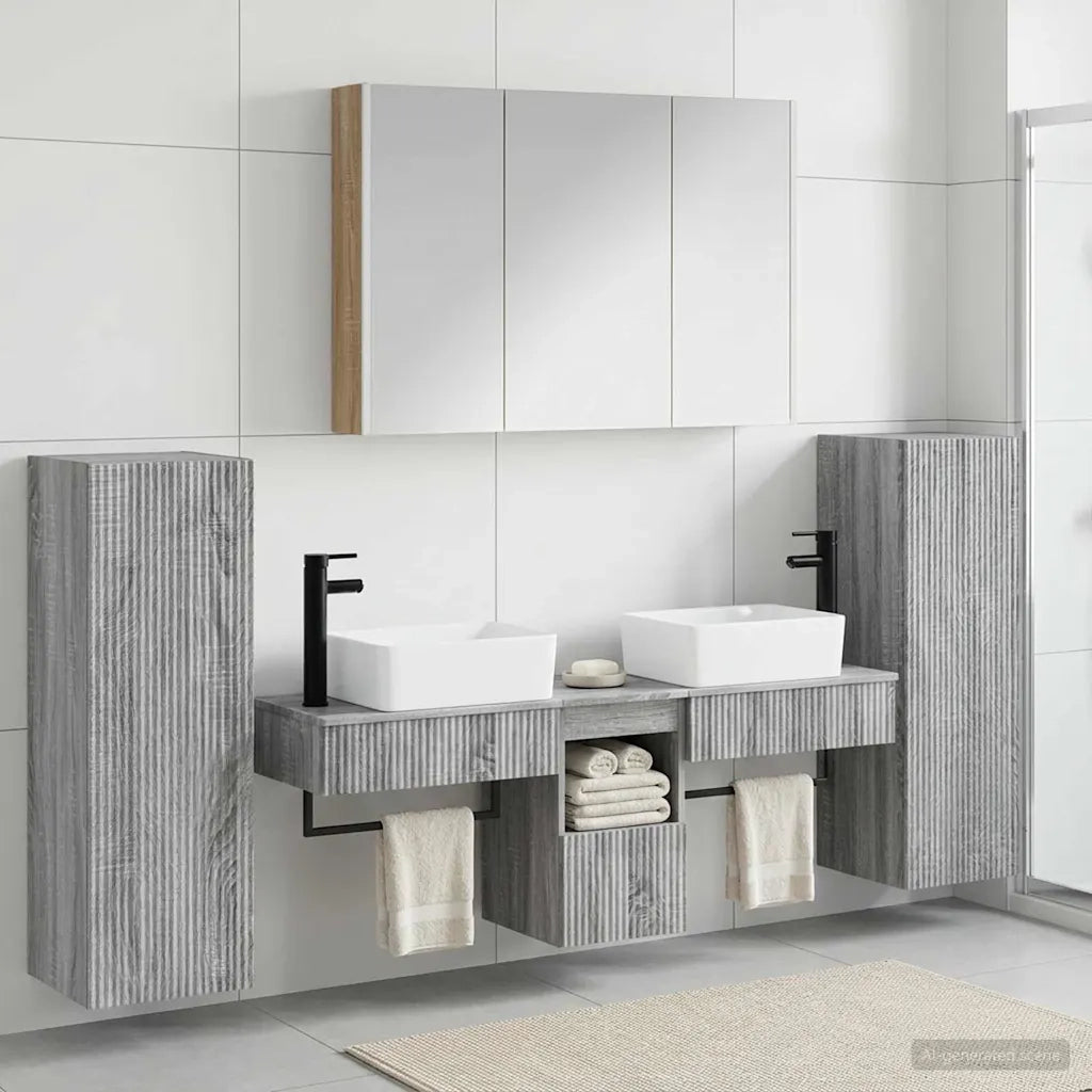 Set di mobili per il bagno 6 pcs Sonoma grigio 3407140
