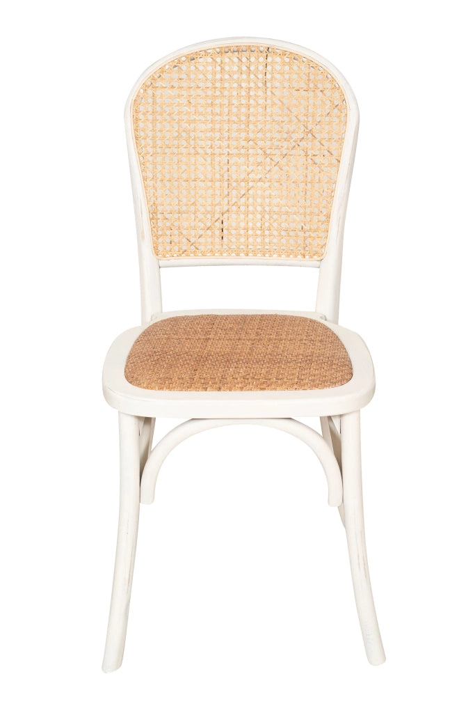Biscottini Sedia Thonet in massello di frassino e seduta rattan finitura bianca anticata