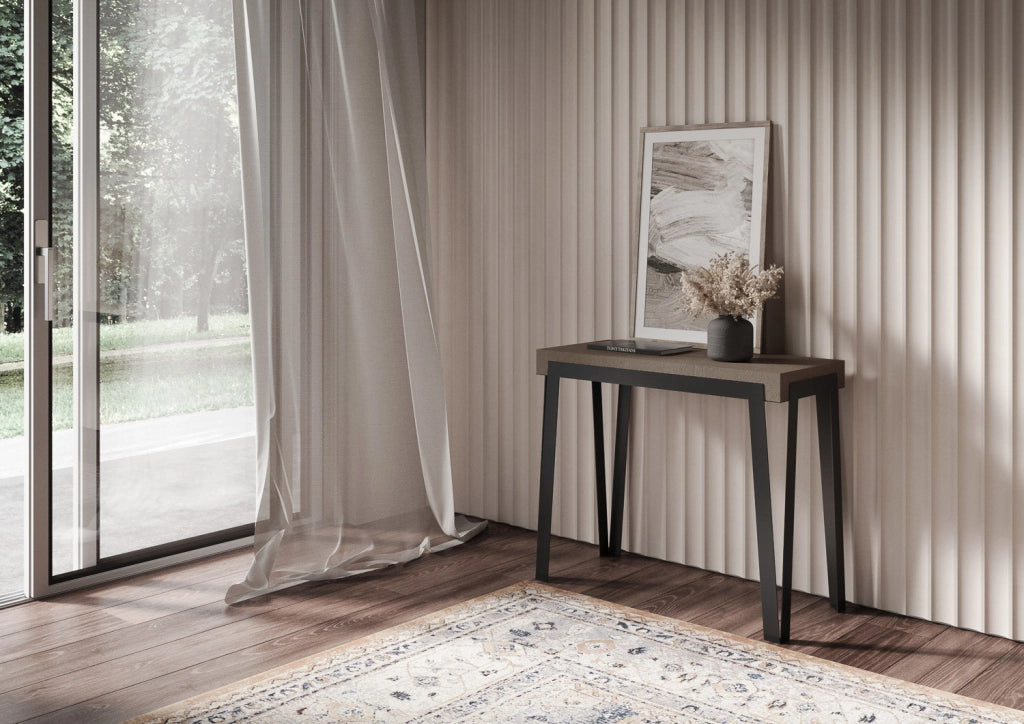 Consolle Allungabile 90-196x40x77 cm Rio Small Tortora Telaio Antracite