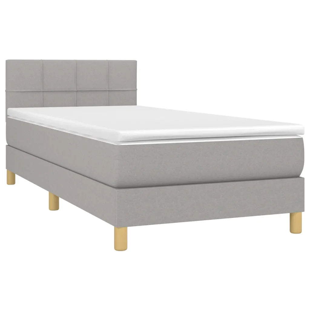 Giroletto a Molle con Materasso Grigio Chiaro 90x200 cm Tessuto 3140585