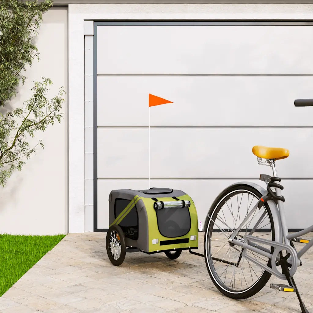 Rimorchio da Bici per Animali Verde e Grigio Oxford e Ferro CFW6837311