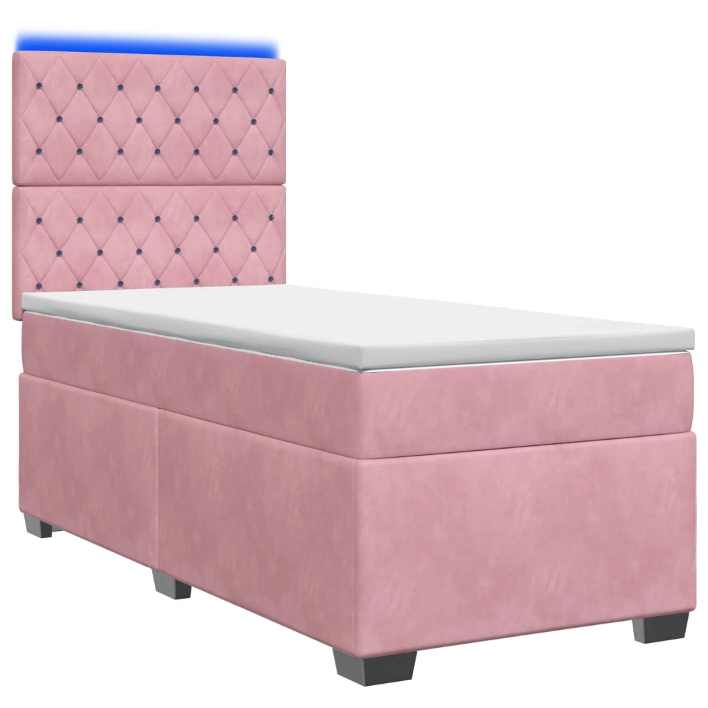 Letto box spring con materasso Rosa 90 x 200 cm Velluto 3455029