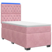 Letto box spring con materasso Rosa 90 x 200 cm Velluto 3455029