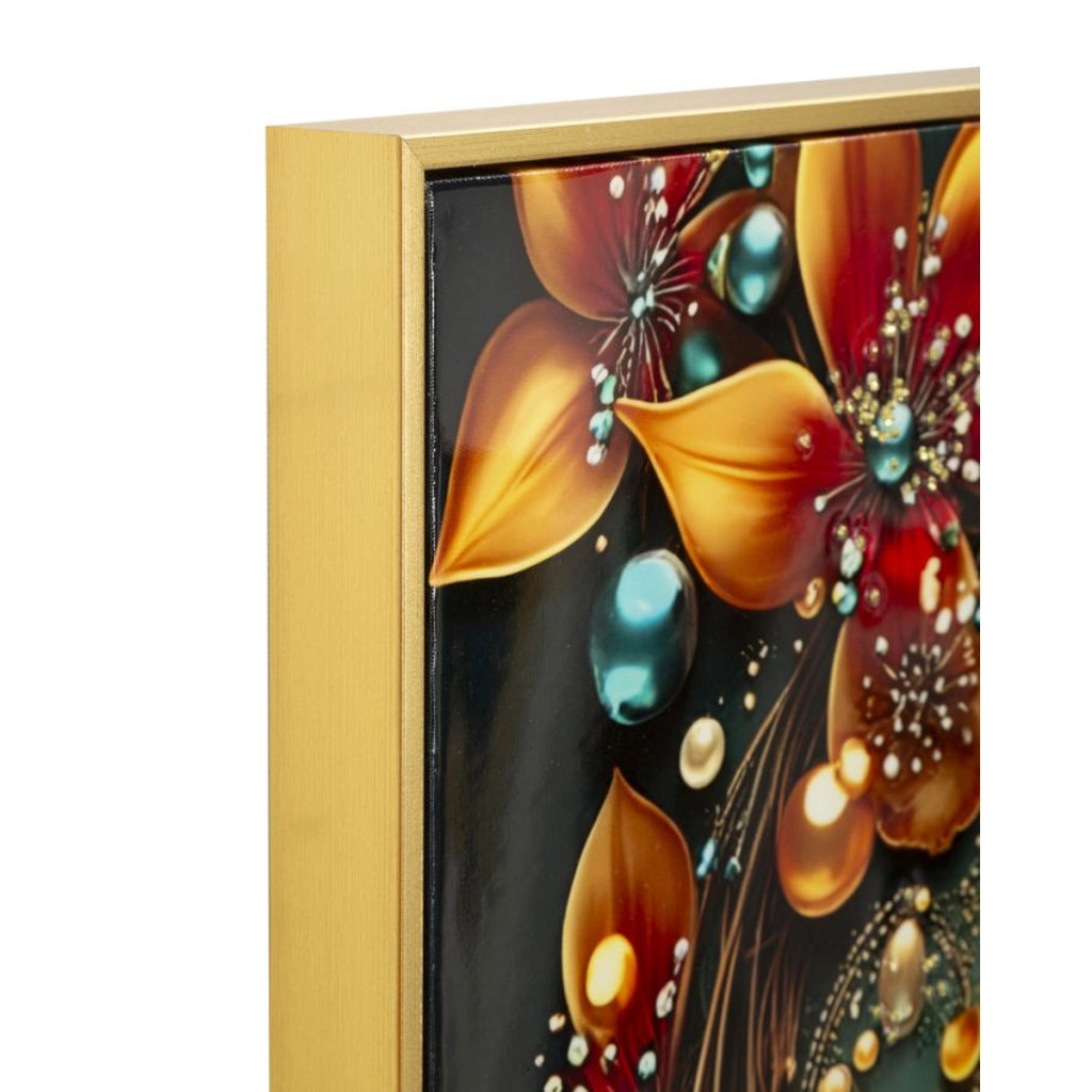 Stampa su Tela con Cornice Farfalla 101, Multicolore, Tessuto, 70x4x100 cm