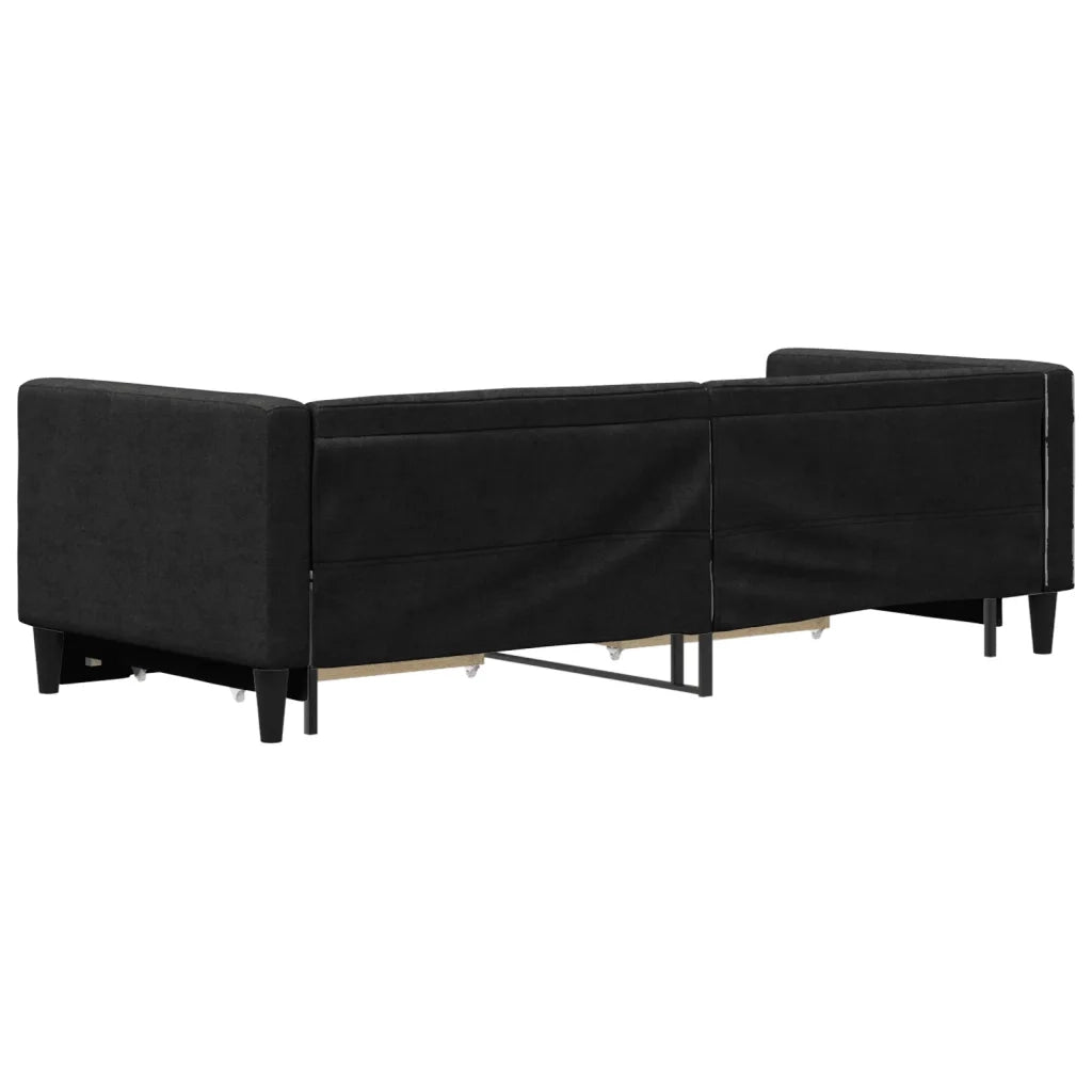 Divano Letto Estraibile con Cassetti-Sofa Letto-Daybed Nero 80x200 cm in Tessuto 321277