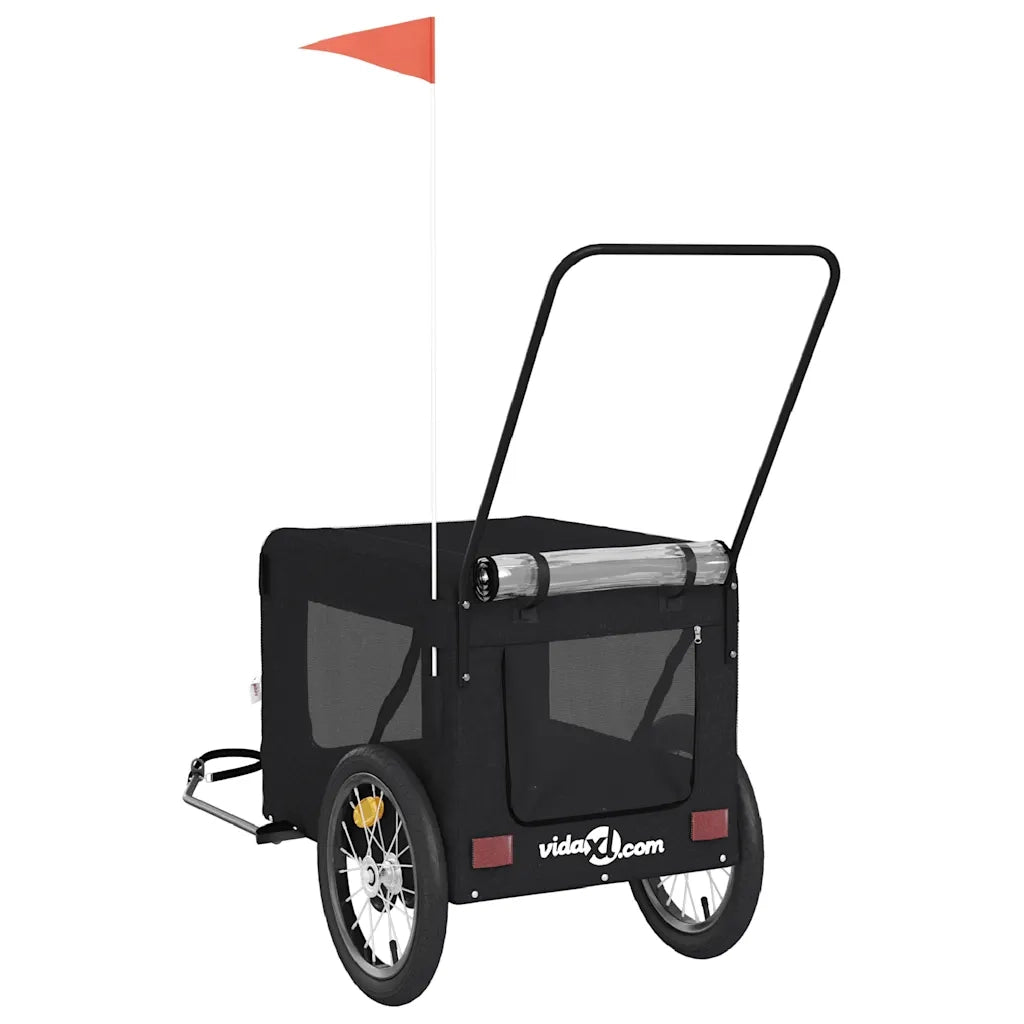 Rimorchio da Bici per Animali Nero Oxford e Ferro CFW5001900