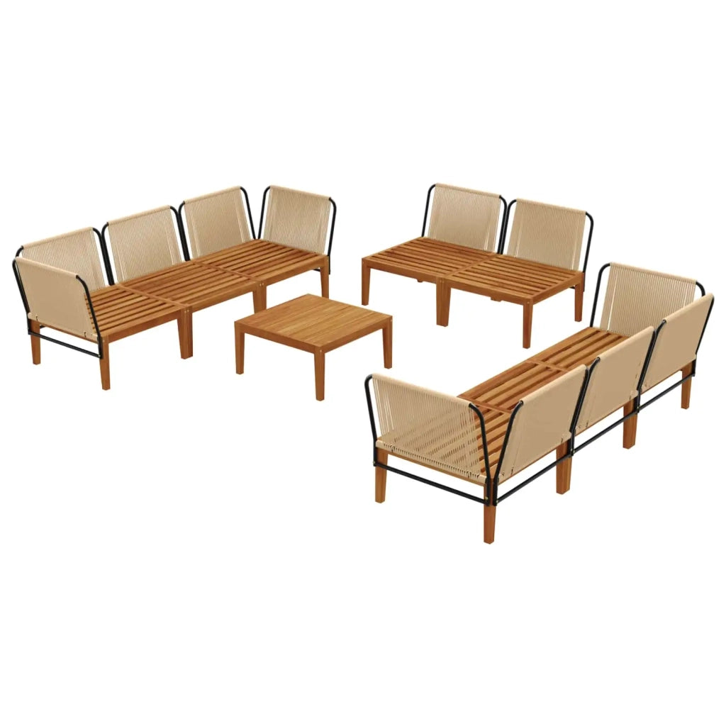 9 pcs Legno massiccio di acacia e corda Naturale 3407778