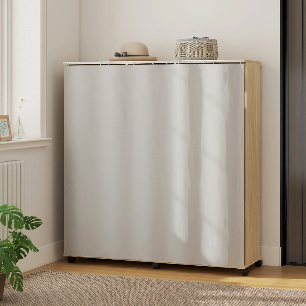 Armadio a rulli con appendiabiti ¨C zephmum ¨C legno naturale 120x40x128 cm
