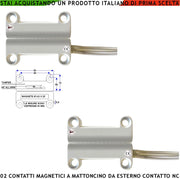 Contatto Magnetico a Mattoncino da Esterno 2 Pezzi Per Allarme Porte Infissi Sensore Reed NC Ampolla Sottovuoto Campo Magnetico 13 mm Tensione Max 30 V Carico Resistivo 1 A IP65 4 Fili 2 NC 2 Tamper