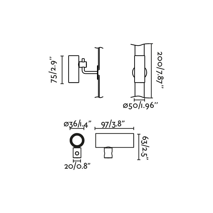 CLAP Proiettore montaggio su albero nero 6W 3000K 38§ 24V