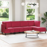Set di mobili per il soggiorno 5 pcs Rosso Vino Velluto