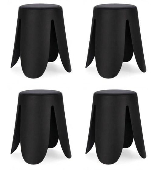 Set 4 Sgabelli  Ø37x47 cm in Similpelle Imogen Nero