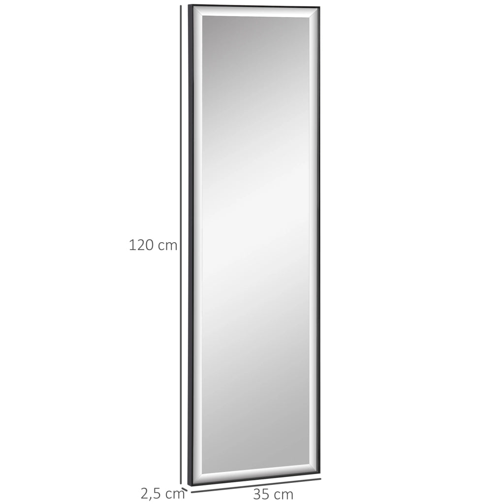 Specchio da Parete Rettangolare ¨C Xylo ¨C 120x35 cm Cornice Alluminio Nero Antideflagrante