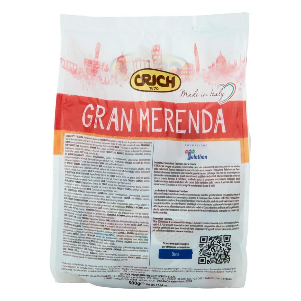 Crich gran merenda biscotti classici monoporzione da 500 grammi