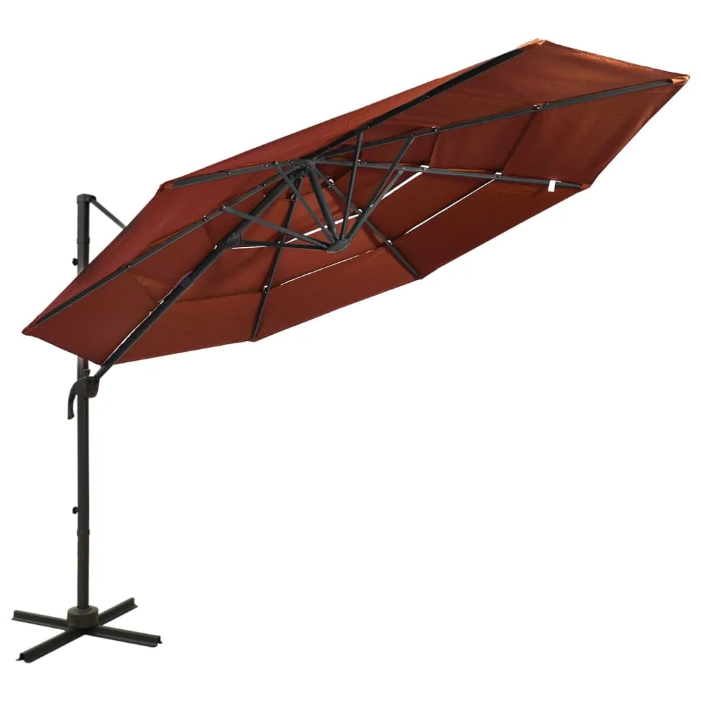 Ombrellone a quattro livelli con palo in alluminio arancione 3 x 3 m 02_0008797