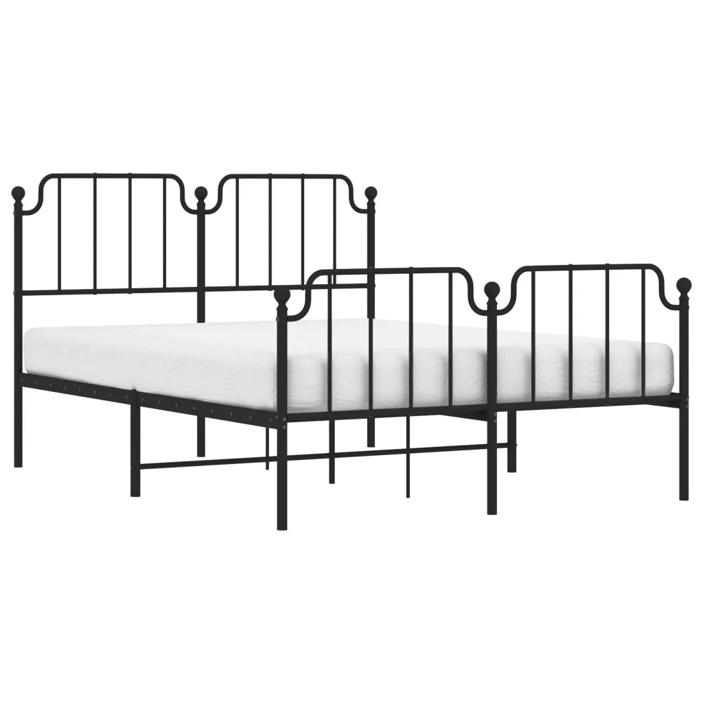 Giroletto con Testiera e Pediera Metallo Nero 140x190 cm 373905