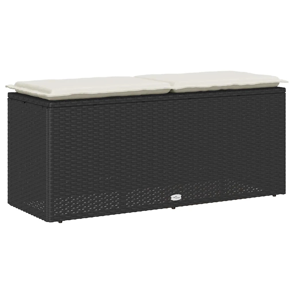 Panca da Giardino con Cuscino Nera 110x40x44 cm in Polyrattan
