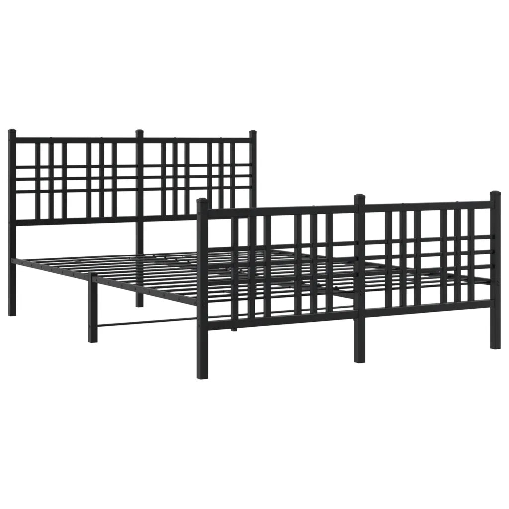 Giroletto con Testiera e Pediera Metallo Nero 120x190 cm 376339