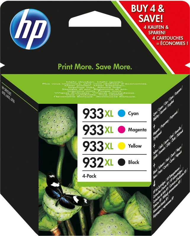 HP 932XL Black/933XL Cyan/Magenta/Yellow 4-pack Original Ink Cartridges cartuccia d'inchiostro 4 pz Originale Resa elevata (XL) Nero, Ciano, Magenta, Giallo