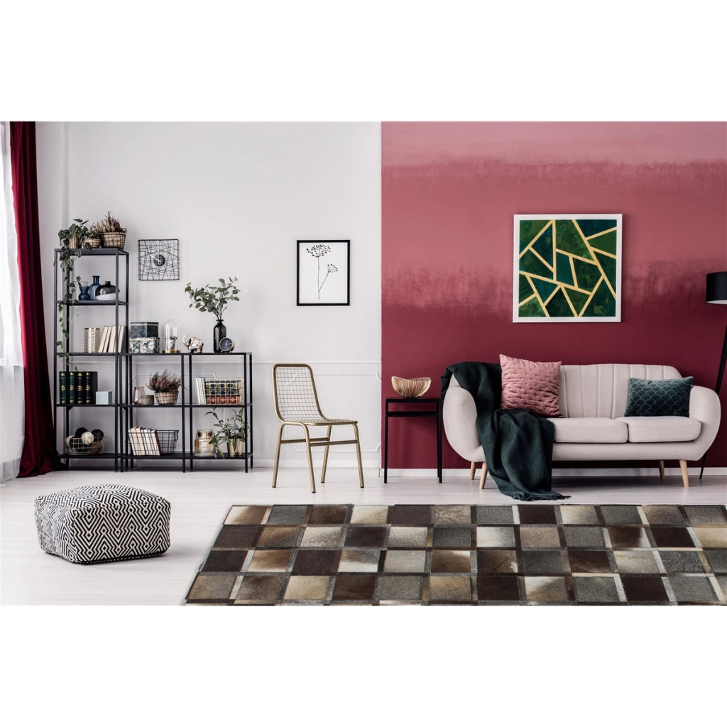 Tappeto in pelle patchwork Eclipse 400 grigio