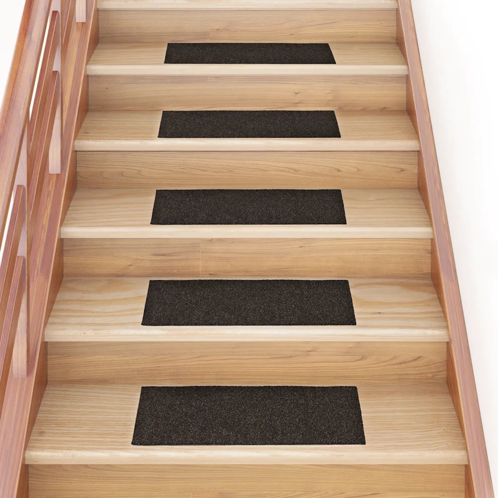 Tappetini per scale autoadesivi 15 pz 60x25 cm marrone scuro rettangolari 326919