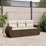 Set Divano da Giardino 3 pz con Cuscini-Sofa da Giardino-Divanetto da esterno Marrone in Polyrattan 373662