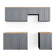Mobile da cucina Bergamo Grigio nobile/Rovere dorato 240 cm, PL Goldkraft Vicco