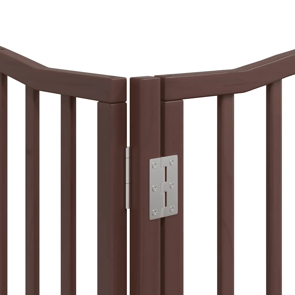 Cancello Cani Porta Pieghevole Marrone 10 Pannelli 800cm Pioppo CFW5415840