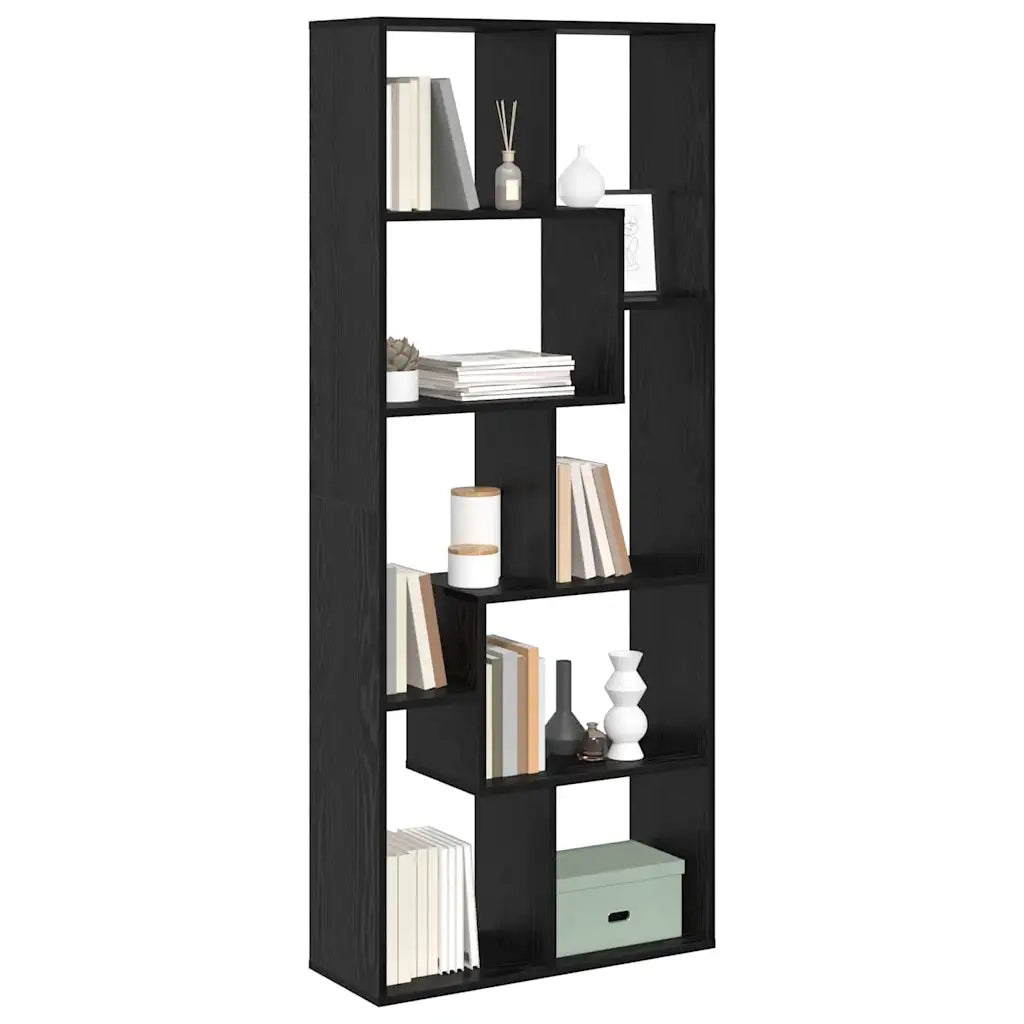 Armadio per Libri 8 livelli 67 x 25 x 162 cm Rovere Nero 869252