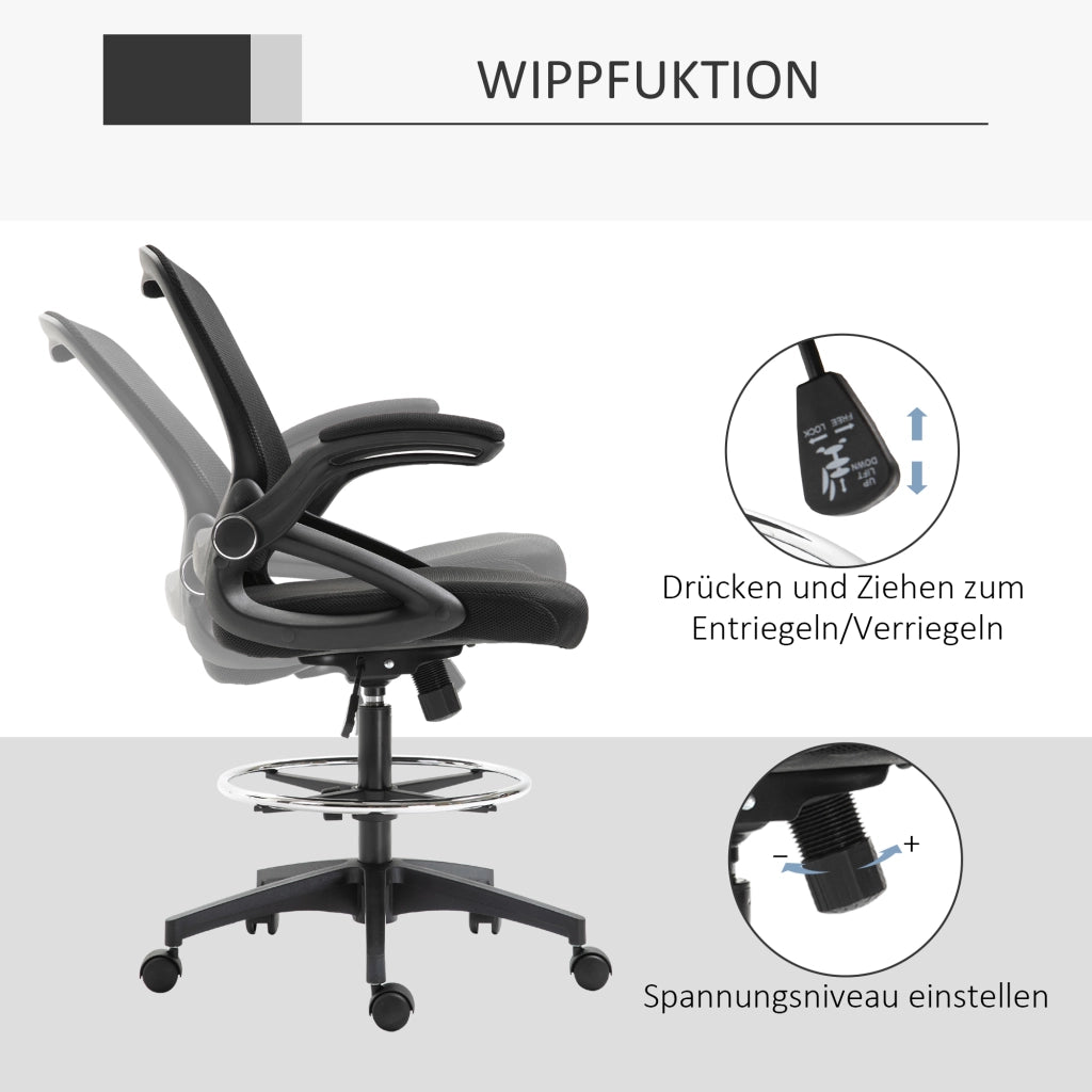 Sedia da ufficio con funzione altezza regolabile ¨C Minimal ¨C Nero, metallo, 64x60x106-126cm