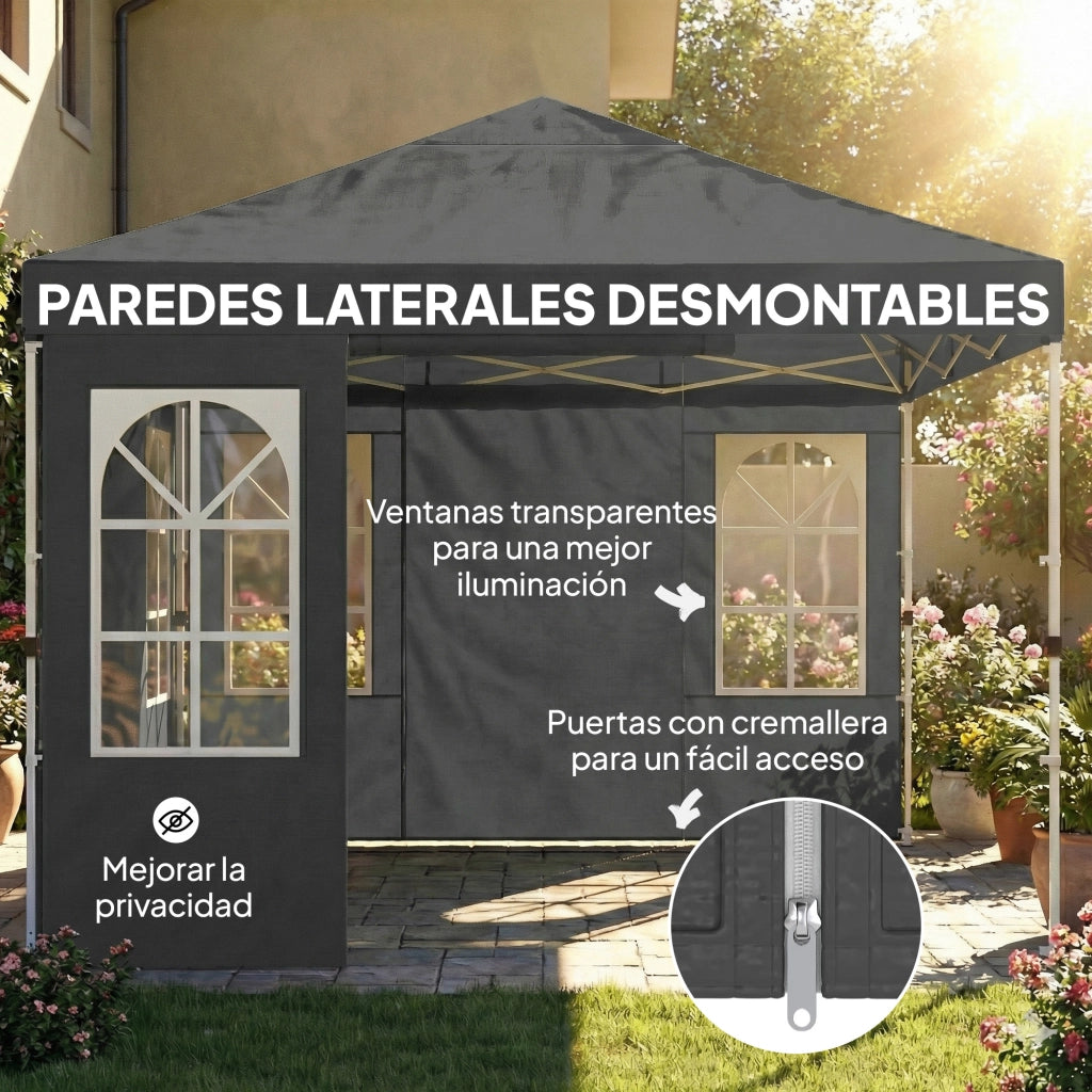 Tenda da giardino pieghevole 3x3 m con UPF50+ ¨C zephmum ¨C grigio scuro