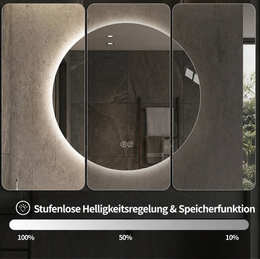 Specchio da bagno LED rotondo antiappannamento con luce