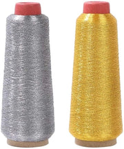 Borduurgaren in Poliestere - Duraturo e Versatile - Giallo e Argento - Adatto per Macchina da Cucire e Lavorazione a Maglia - Ideale per Creativi - 2 rulli
