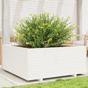 Fioriera da Giardino-Vaso da Esterno Bianca 110x110x49,5 cm Legno Massello Pino