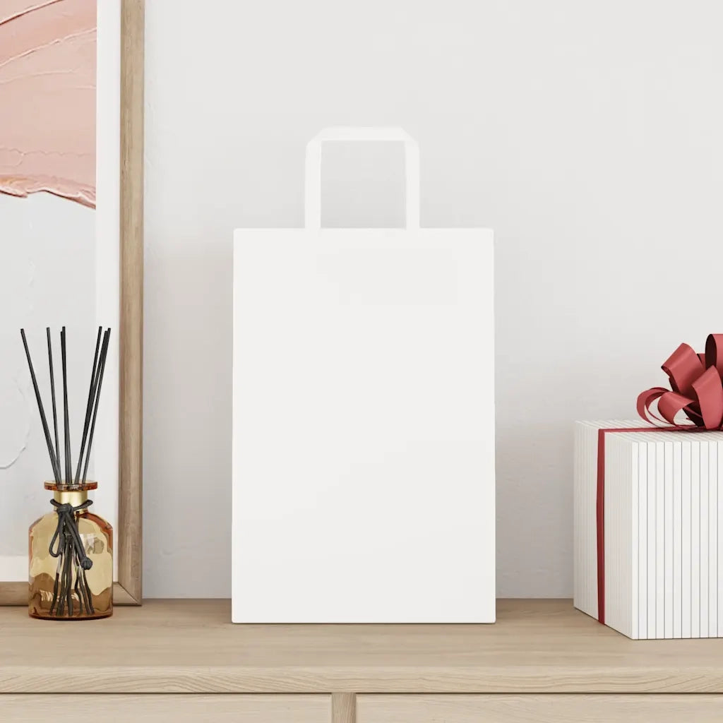 Sacchetti di Carta 250 pz con Manici Bianchi 21x11x31 cm