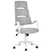 Sedia ufficio in materiale sintetico bianco e grigio struttura in metallo schienale regolabile e girevole ufficio