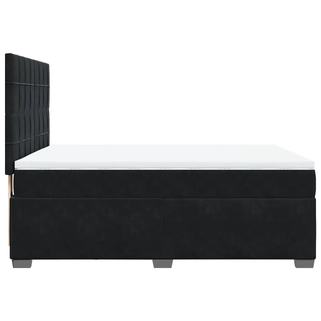 vidaXL Giroletto a Molle con Materasso Nero 160x200 cm in Velluto