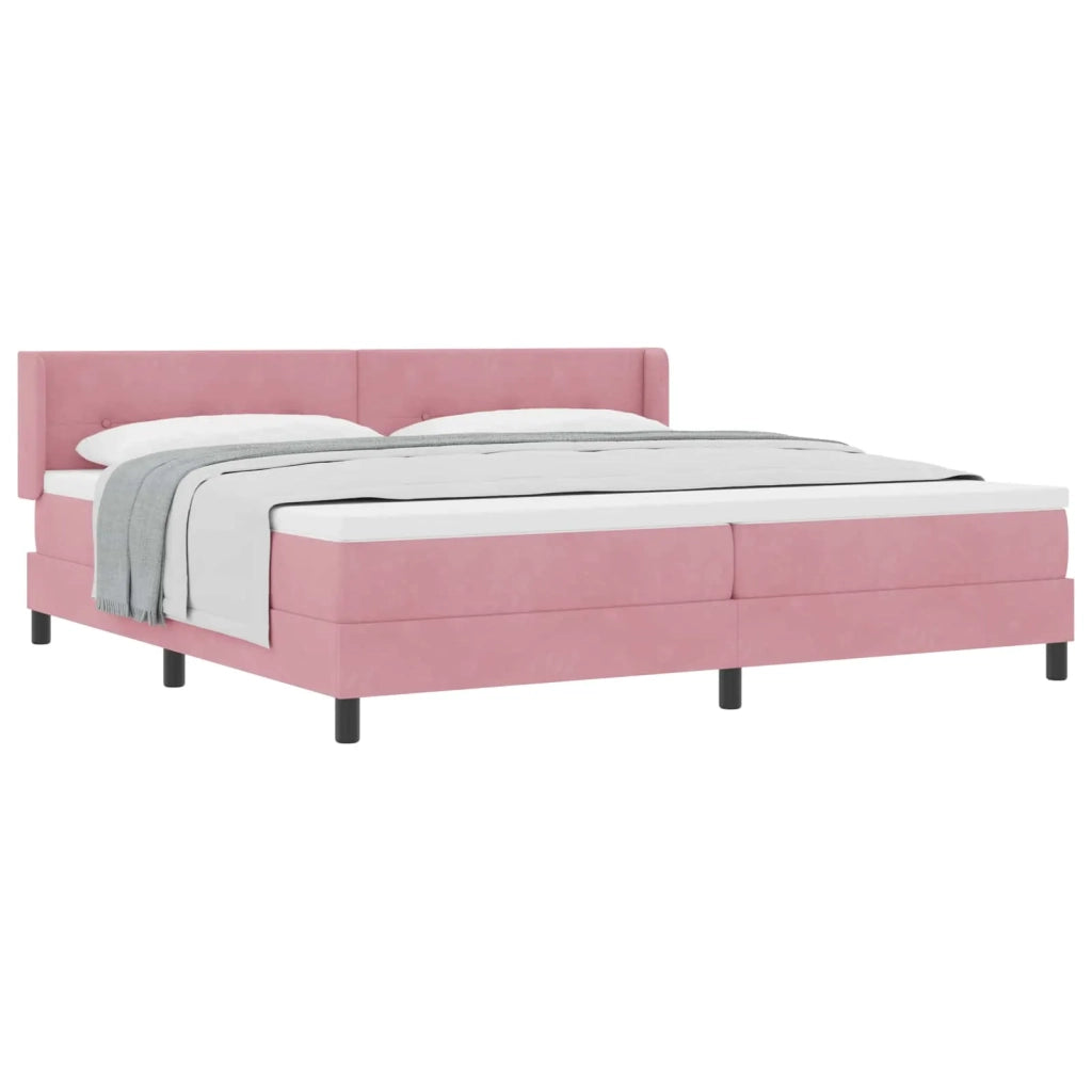 Letto a molle con materasso Rosa 200 x 200 cm Poliestere