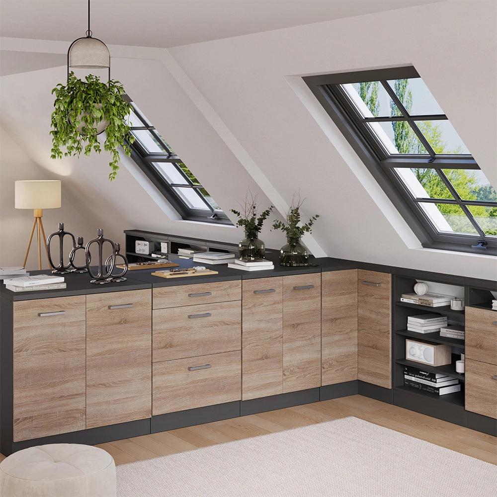 Mobile per mansarda Rion Sonoma/Antracite 60 x 83.8 cm senza inclinazione con 2 ante Vicco