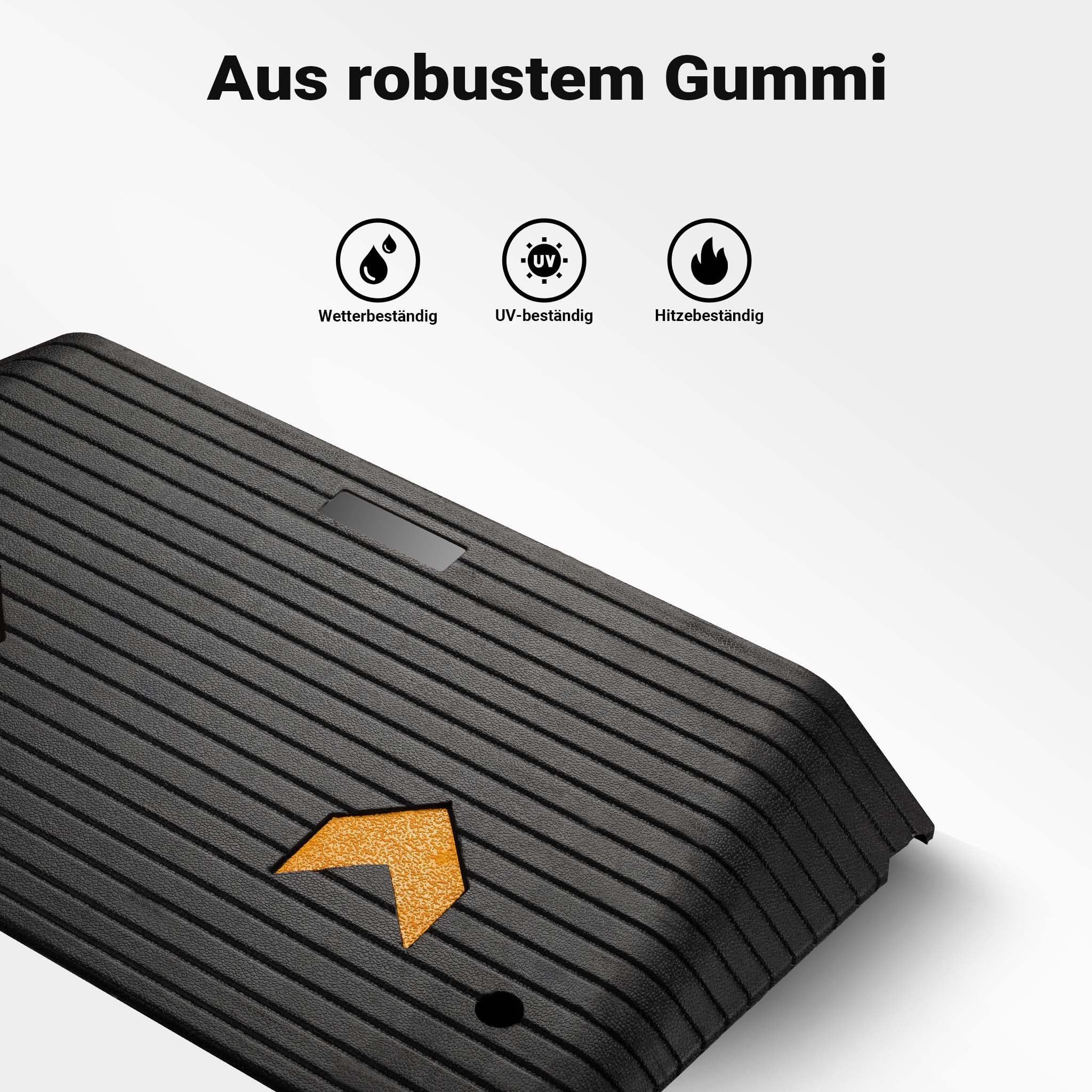 Rampa in gomma per marciapiede e soglia 901,7x533,4x88,9 mm max 50 t con elementi riflettenti