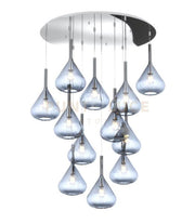 SOSPENSIONE CROMO 12 LUCI TONDA VETRI BLU 1177CR-S12 T-BL